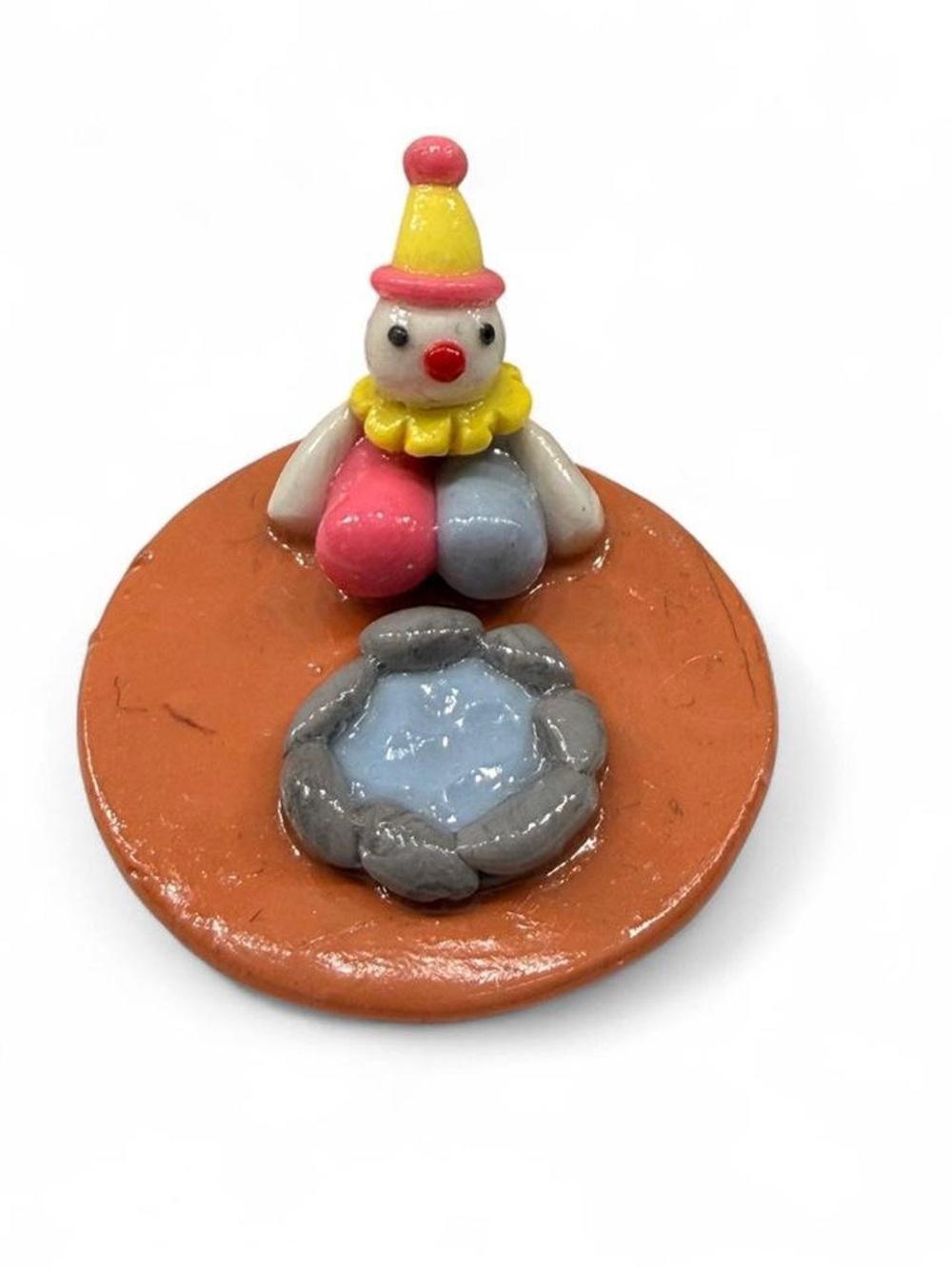 Handcrafted Mini Clown Toy Play Set - Pink, Yellow, Gray